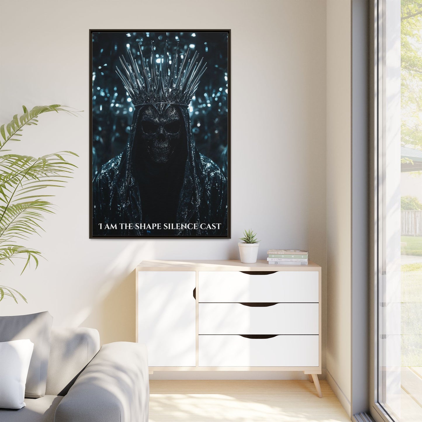 The Whisperer — “I Am The Shape Silence Cast” Matte Framed Canvas (Chapter 1)