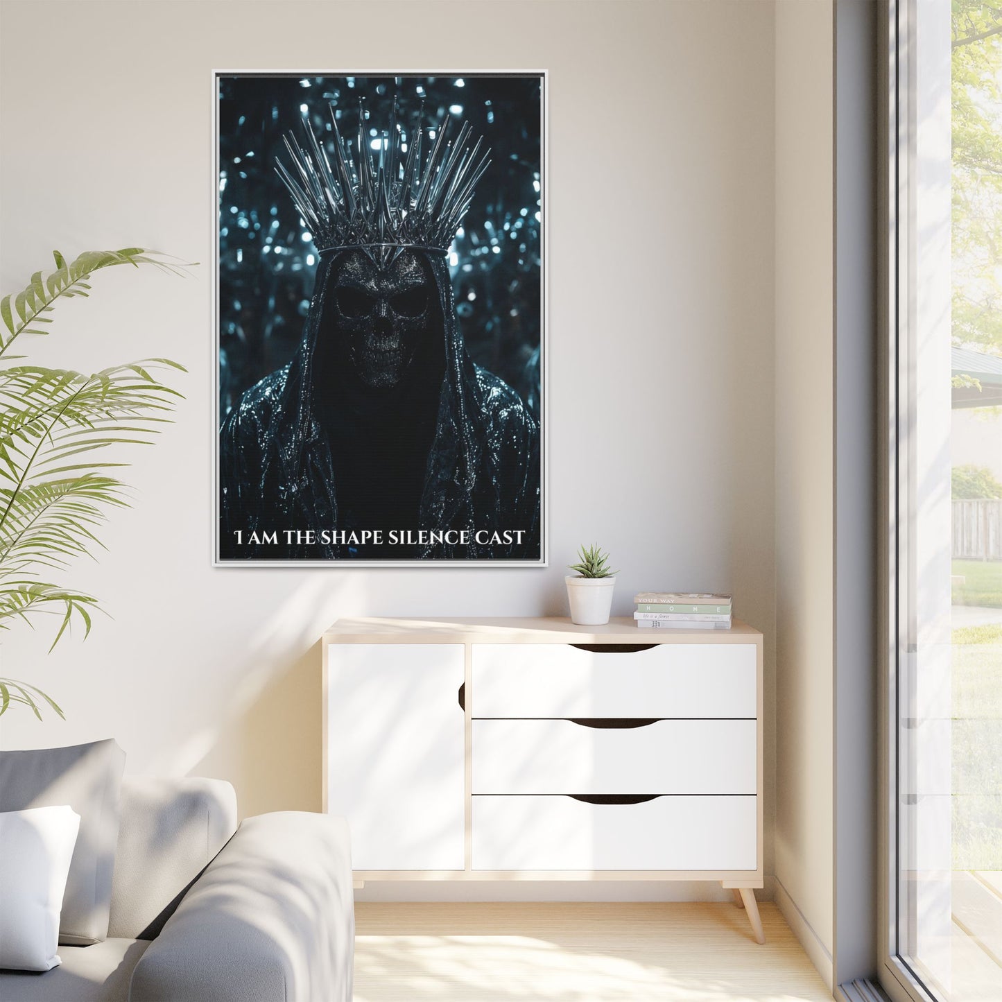 The Whisperer — “I Am The Shape Silence Cast” Matte Framed Canvas (Chapter 1)